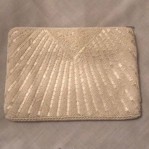 Pearl White Glass Bead Elegant Handbag